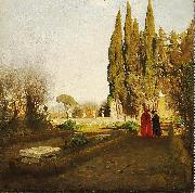 Albert Hertel In the gardens of Castel Gandolfo Germany oil painting artist